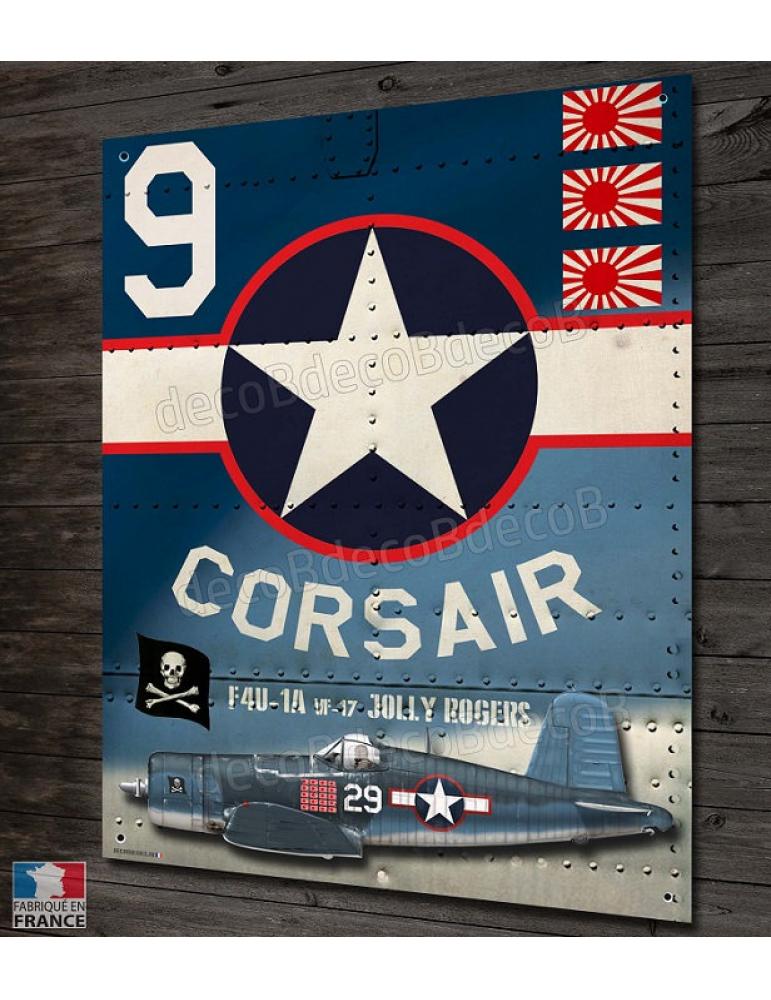 Plaque Metal F4u Corsair Jolly Roggers Us Navy 