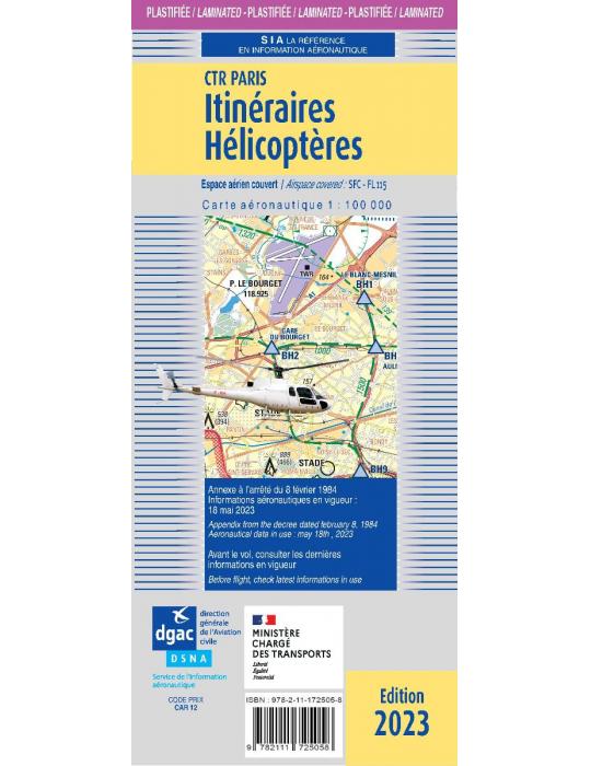 CARTE ITINERAIRES HELICO PARIS PLASTIFIEE 2023 