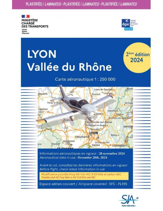 CARTE LYON VALLEE DU RHÔNE PLASTIFIEE 2024 (édition 2) SIA