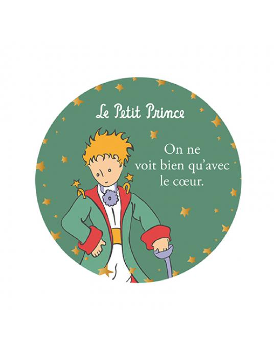 MAGNET LE PETIT PRINCE VERT ON NE VOIT BIEN QU'AVEC LE COEUR Ø5.5CM