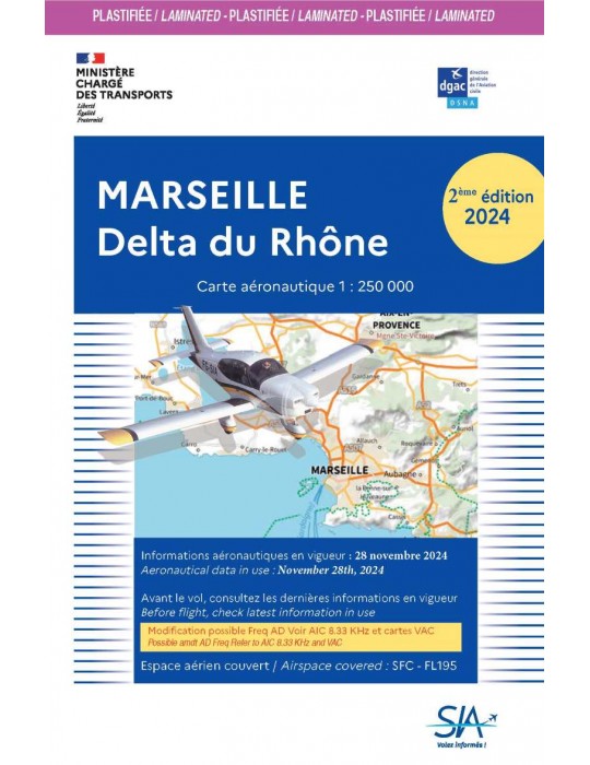 CARTE MARSEILLE DELTA DU RHÔNE PLASTIFIEE 2024 (édition 2) SIA